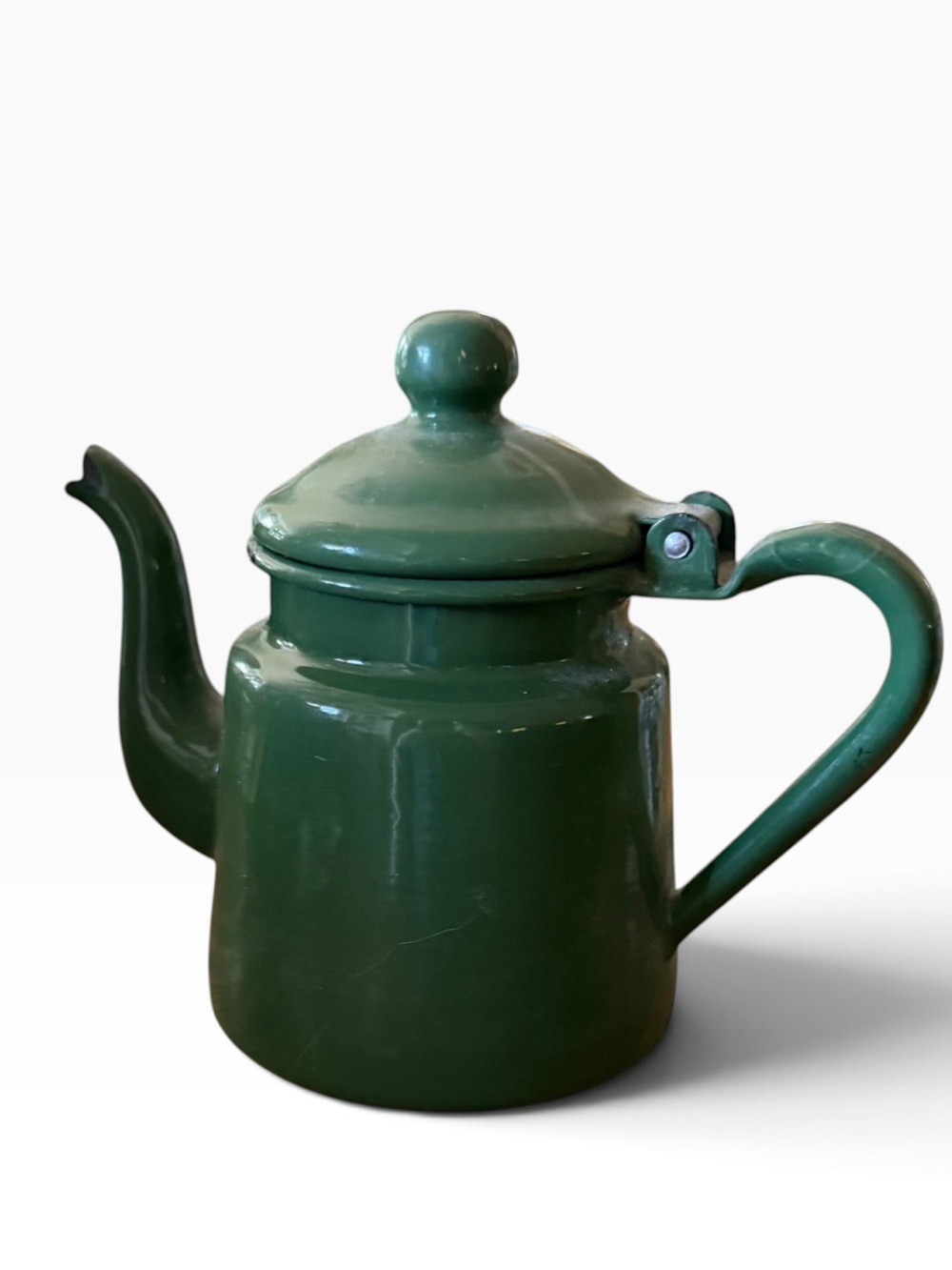 Vintage Green Enamelware 10 oz Teapot with Handle Graniteware